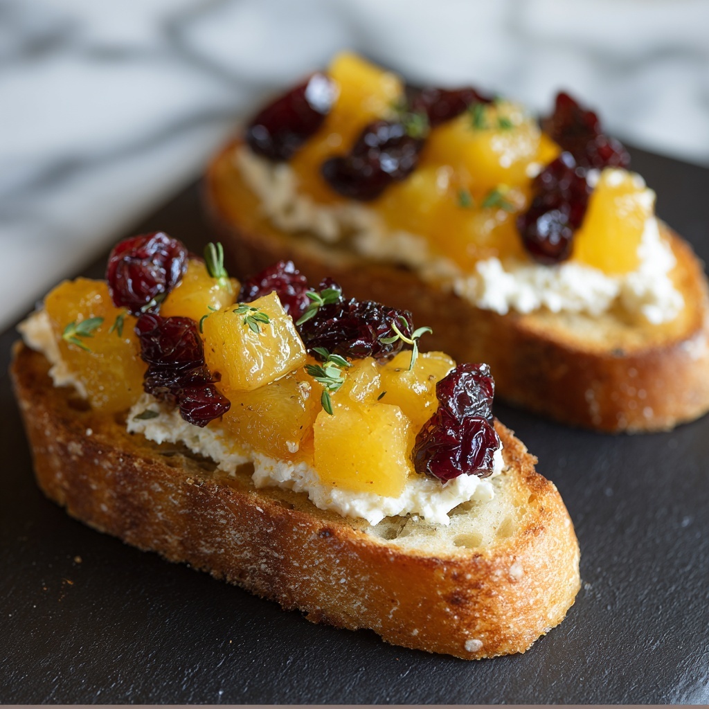 Butternut Squash Cranberry and Goat Cheese Crostini Recipe - Recipe Image
