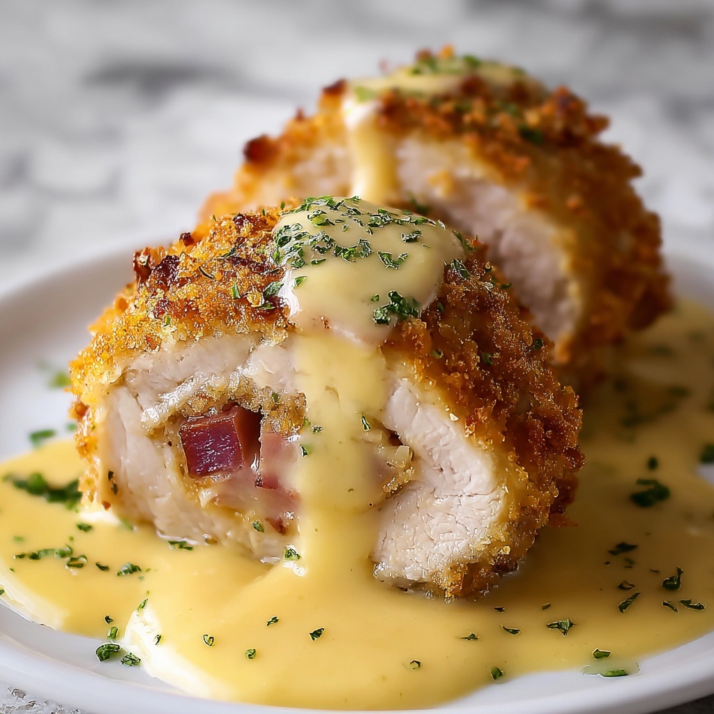 Crispy and Creamy Chicken Cordon Bleu with Dijon Sauce Recipe - Recipe Image