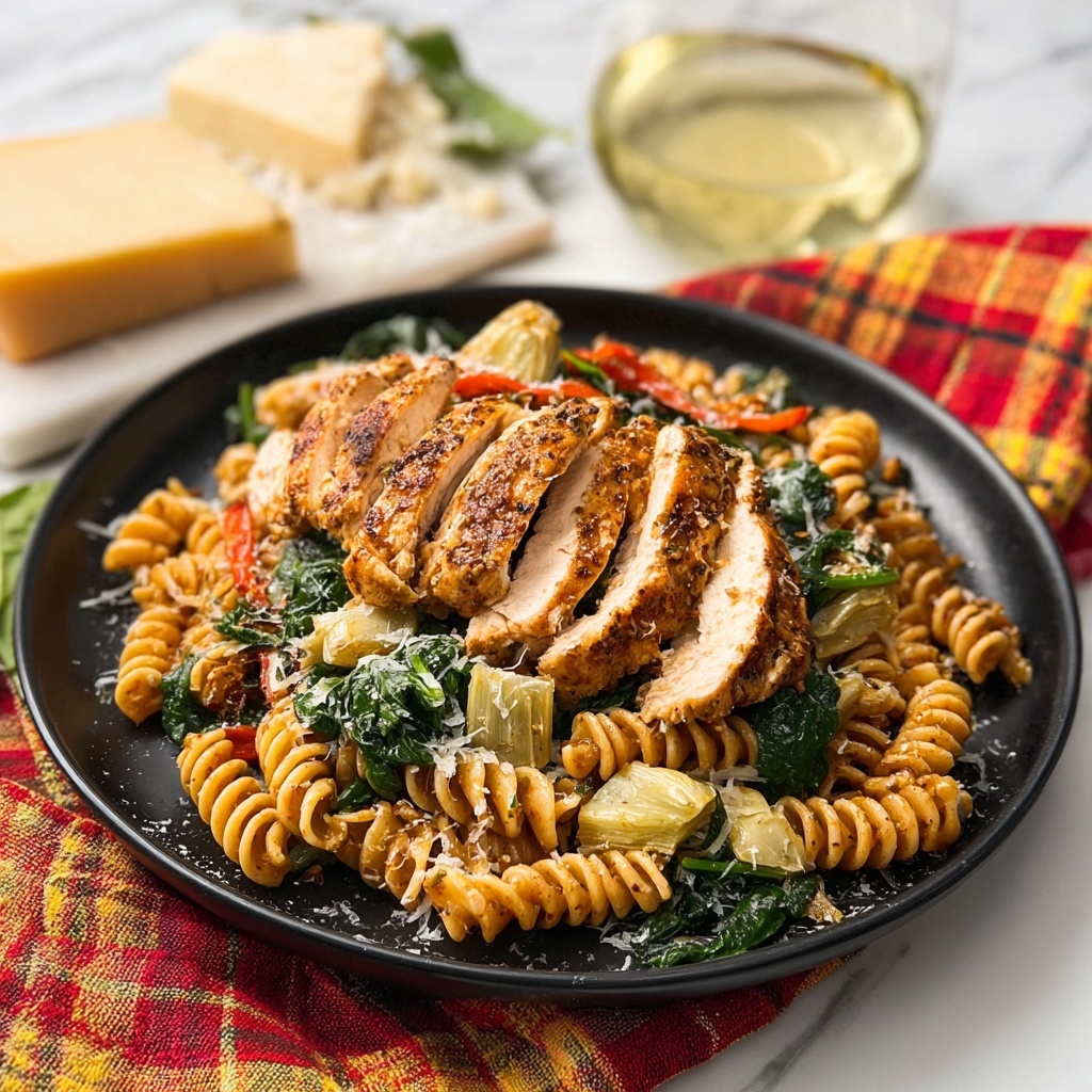 Spinach Artichoke Dip Pasta with Chicken Recipe - Recipe Image