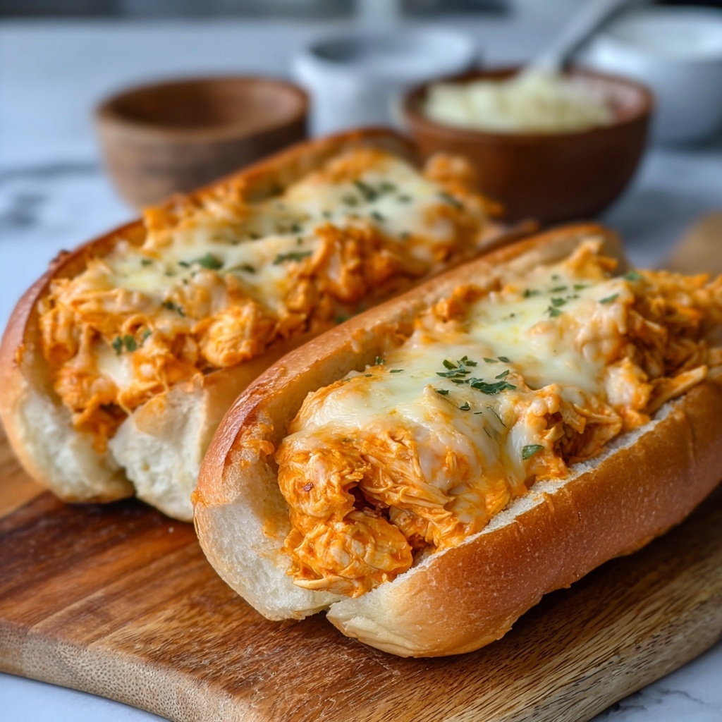 Buffalo Chicken Stuffed Cheesy Bread Subs Recipe - Recipe Image