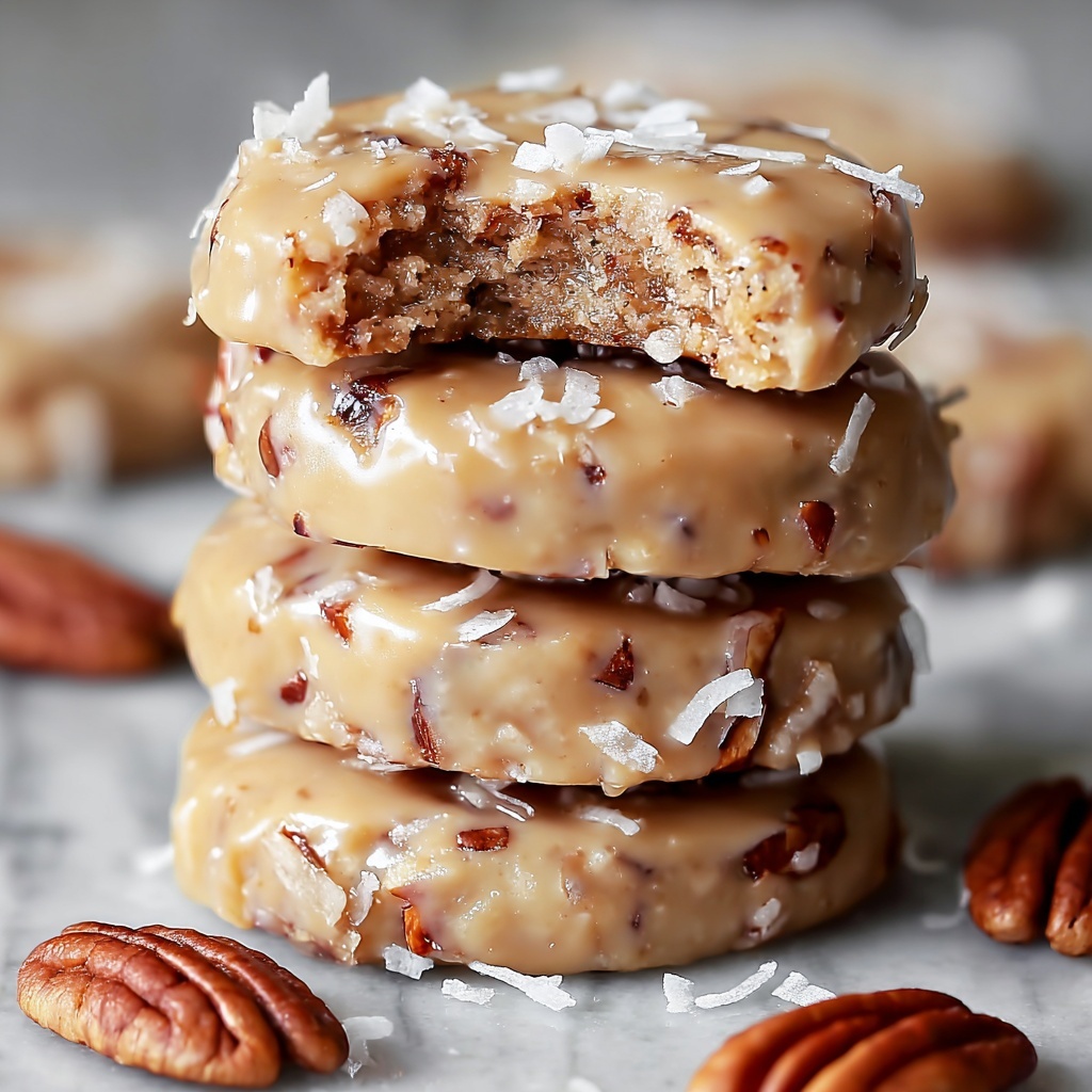 No-Bake Coconut Pecan Praline Cookies Recipe - Recipe Image