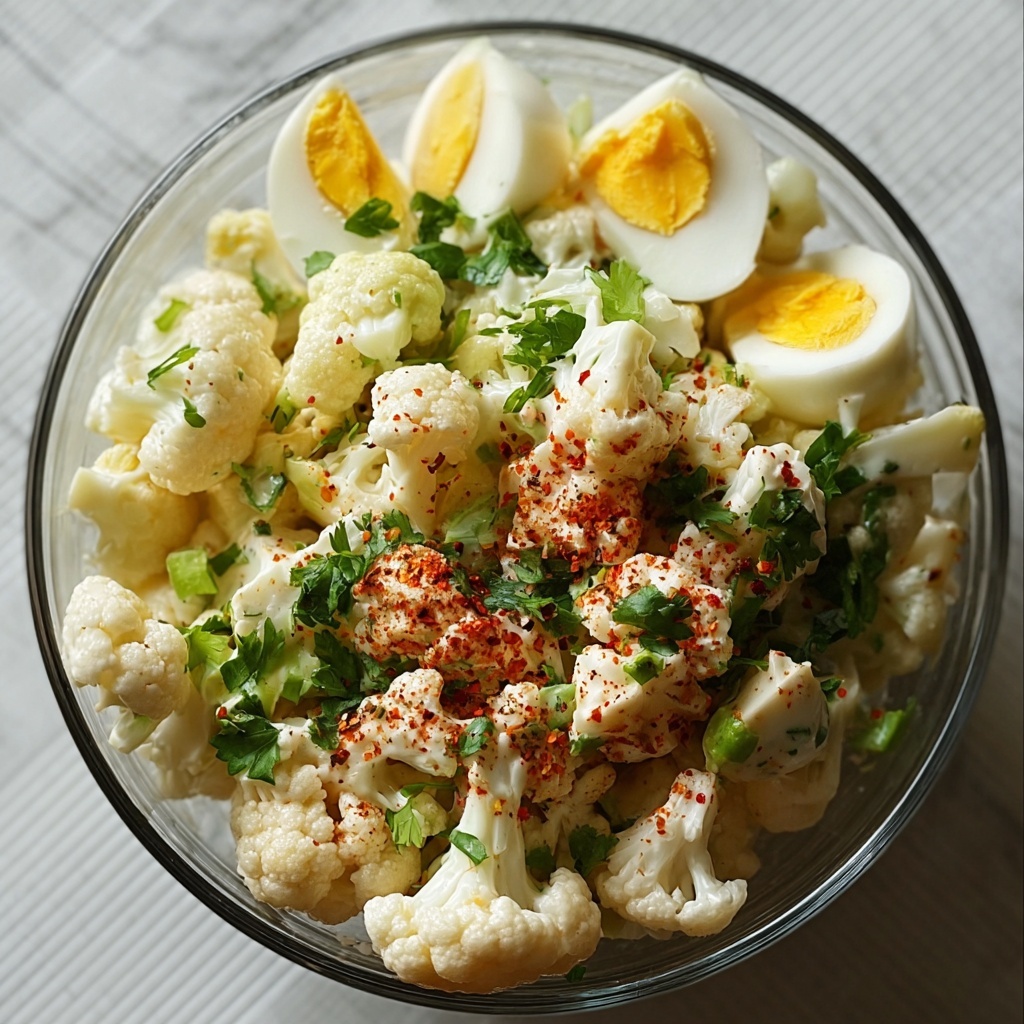 Cauliflower Salad with Hard-Boiled Eggs, Mustard, and Pickle Relish Recipe - Recipe Image