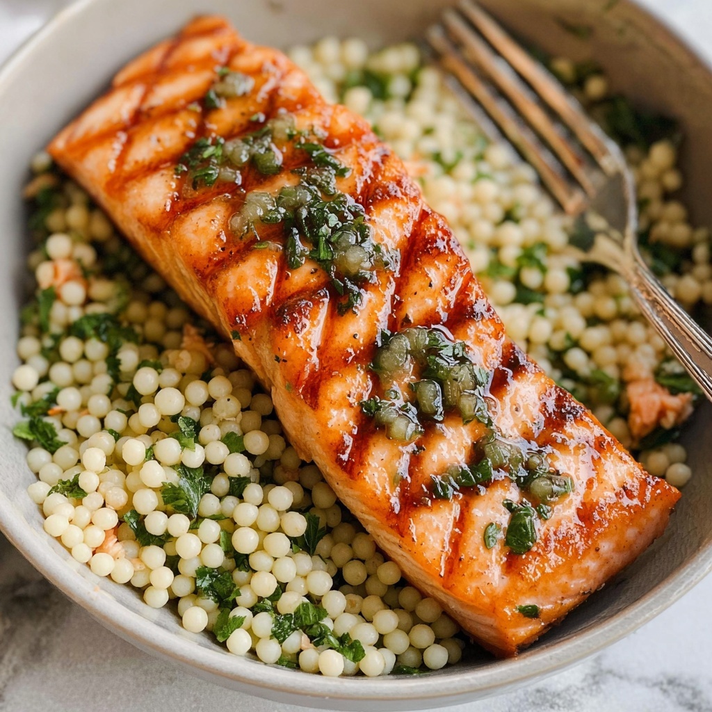 Herbed Pearl Couscous and Salmon Recipe - Recipe Image