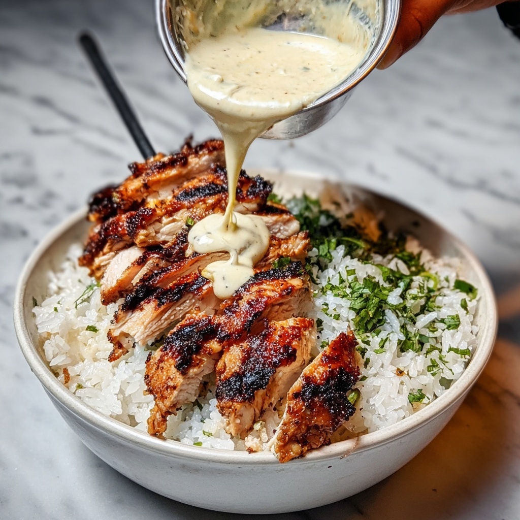 Chicken Rice Bowls with Creamy Garlic Sauce Recipe - Recipe Image