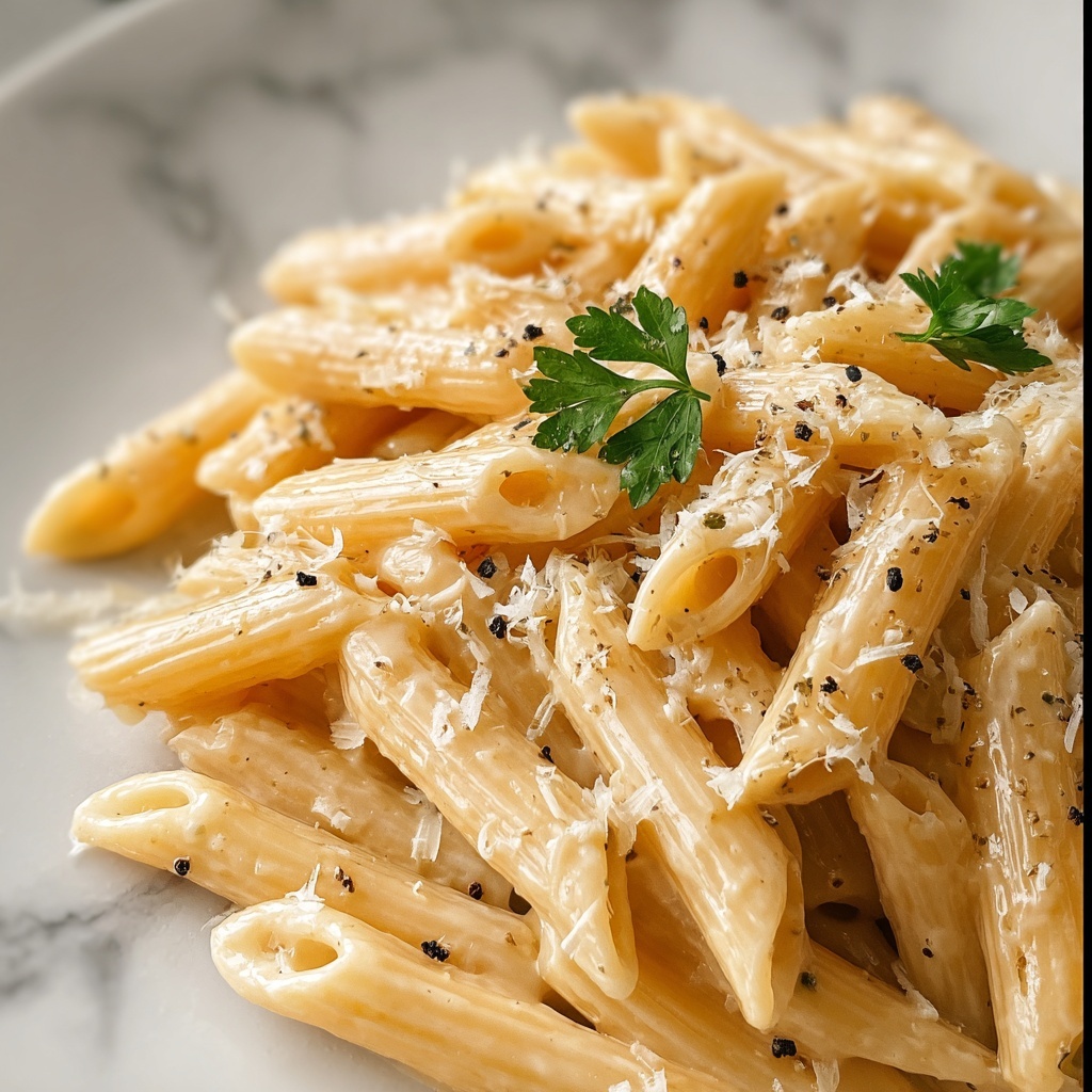 Creamy Garlic Penne Pasta Recipe - Recipe Image