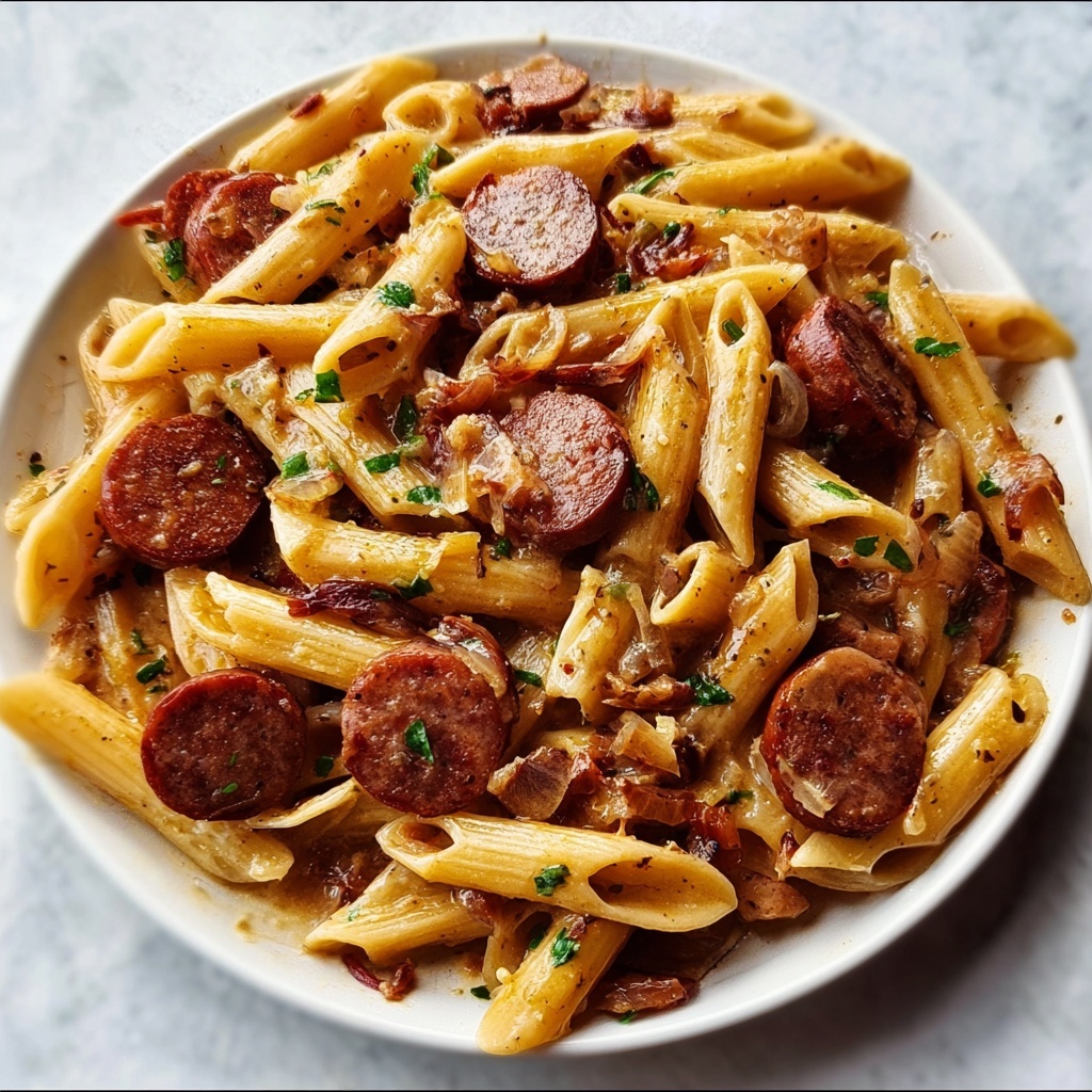 Sweet and Tangy BBQ Sausage Pasta Recipe - Recipe Image