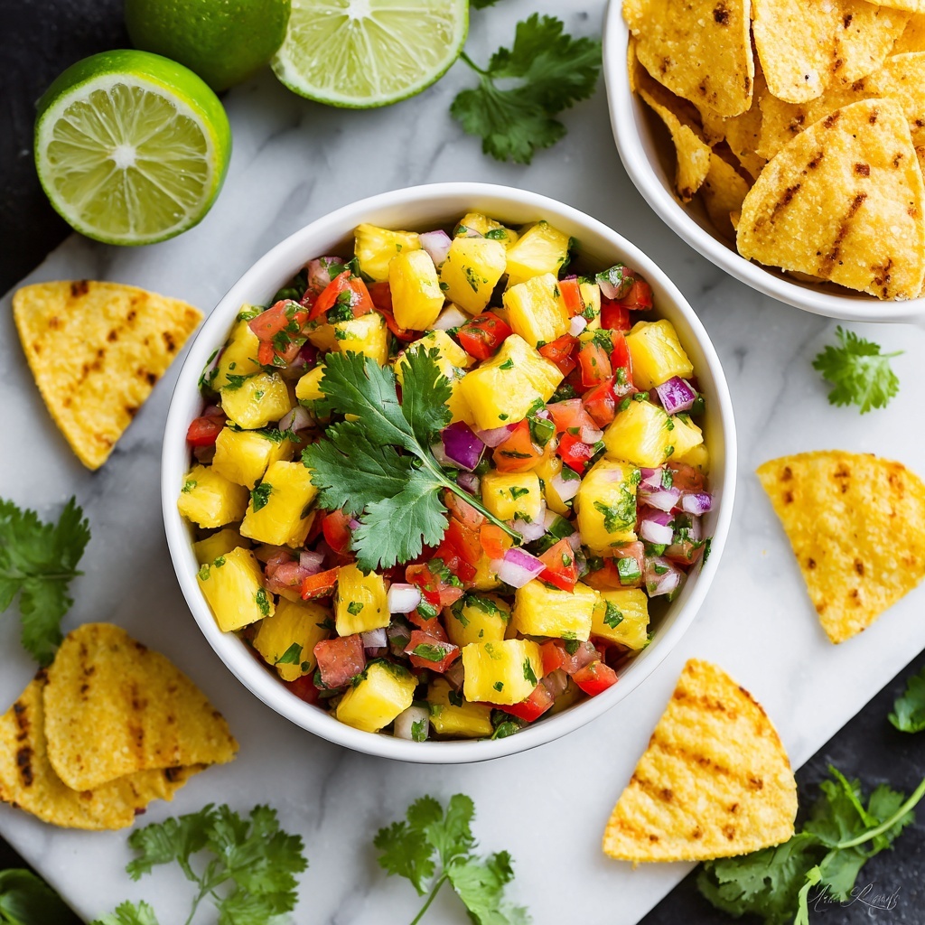Grilled Pineapple Salsa with Cinnamon Chips Recipe - Recipe Image