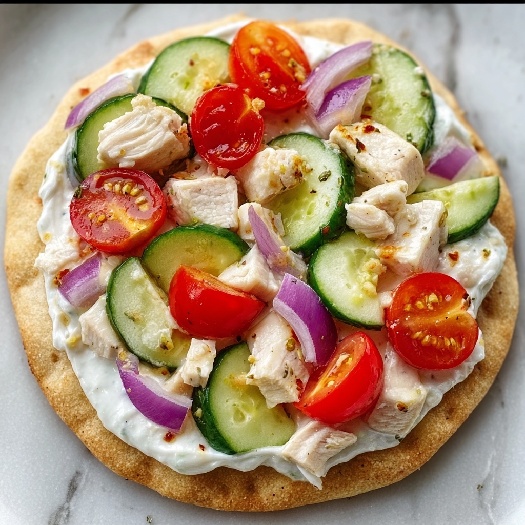 Tzatziki Chicken Veggie Naan Pizza Recipe - Recipe Image