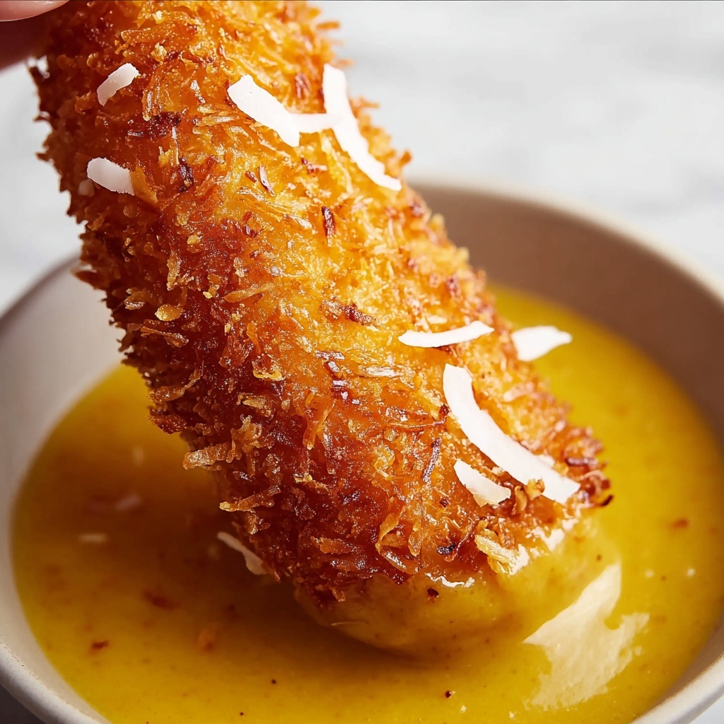 Baked Coconut Chicken Tenders with Apricot Mustard Dipping Sauce Recipe - Recipe Image