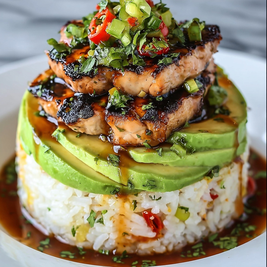 Honey Lime Chicken & Avocado Rice Stack Recipe - Recipe Image