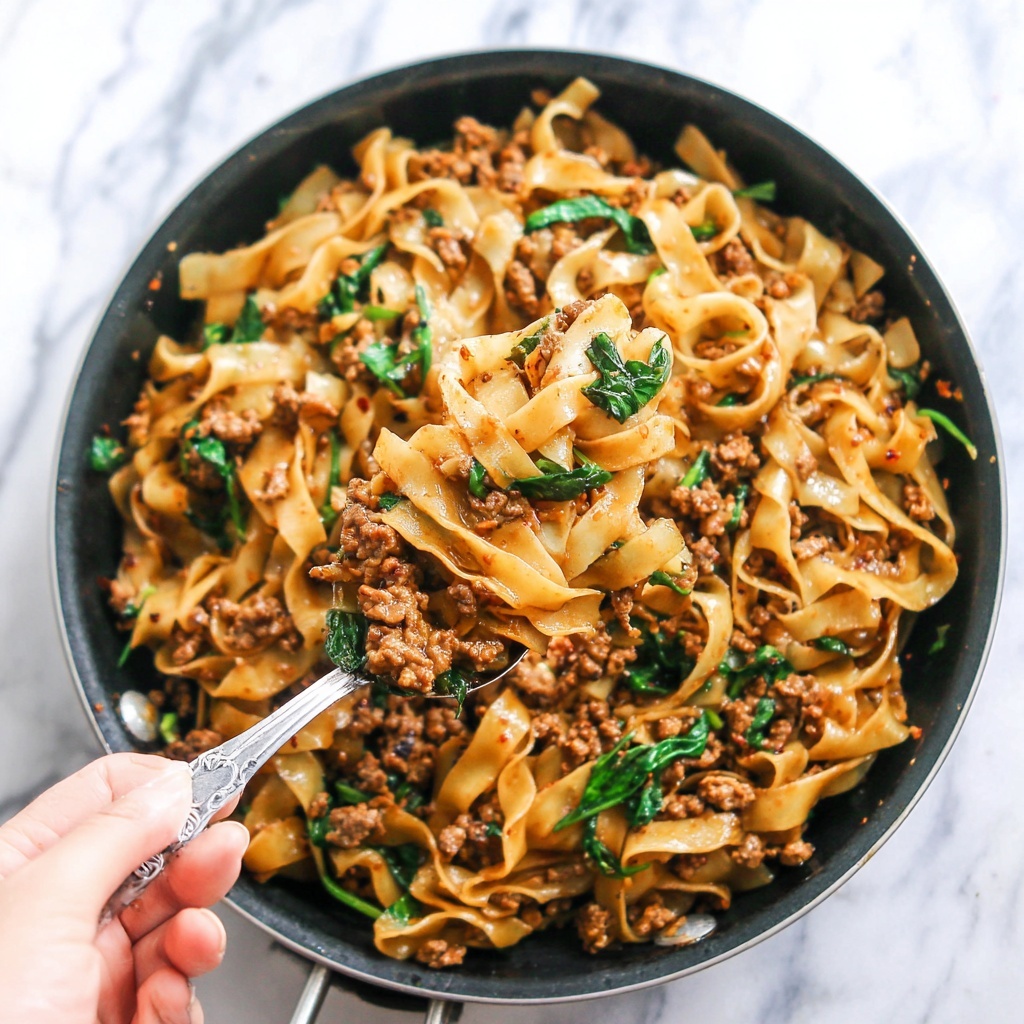 One-Pan Ground Beef and Spinach Pasta Recipe - Recipe Image