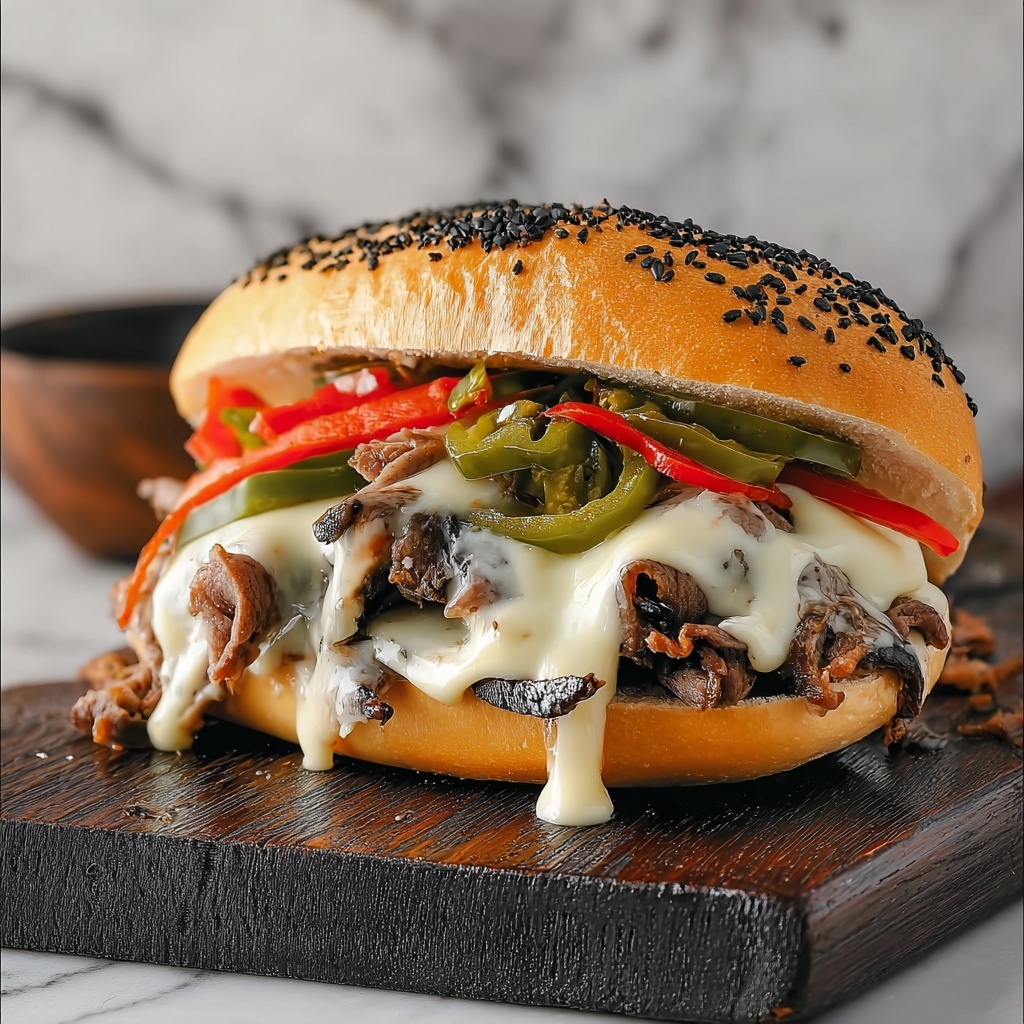 Philly Cheese Steak Burgers Recipe - Recipe Image