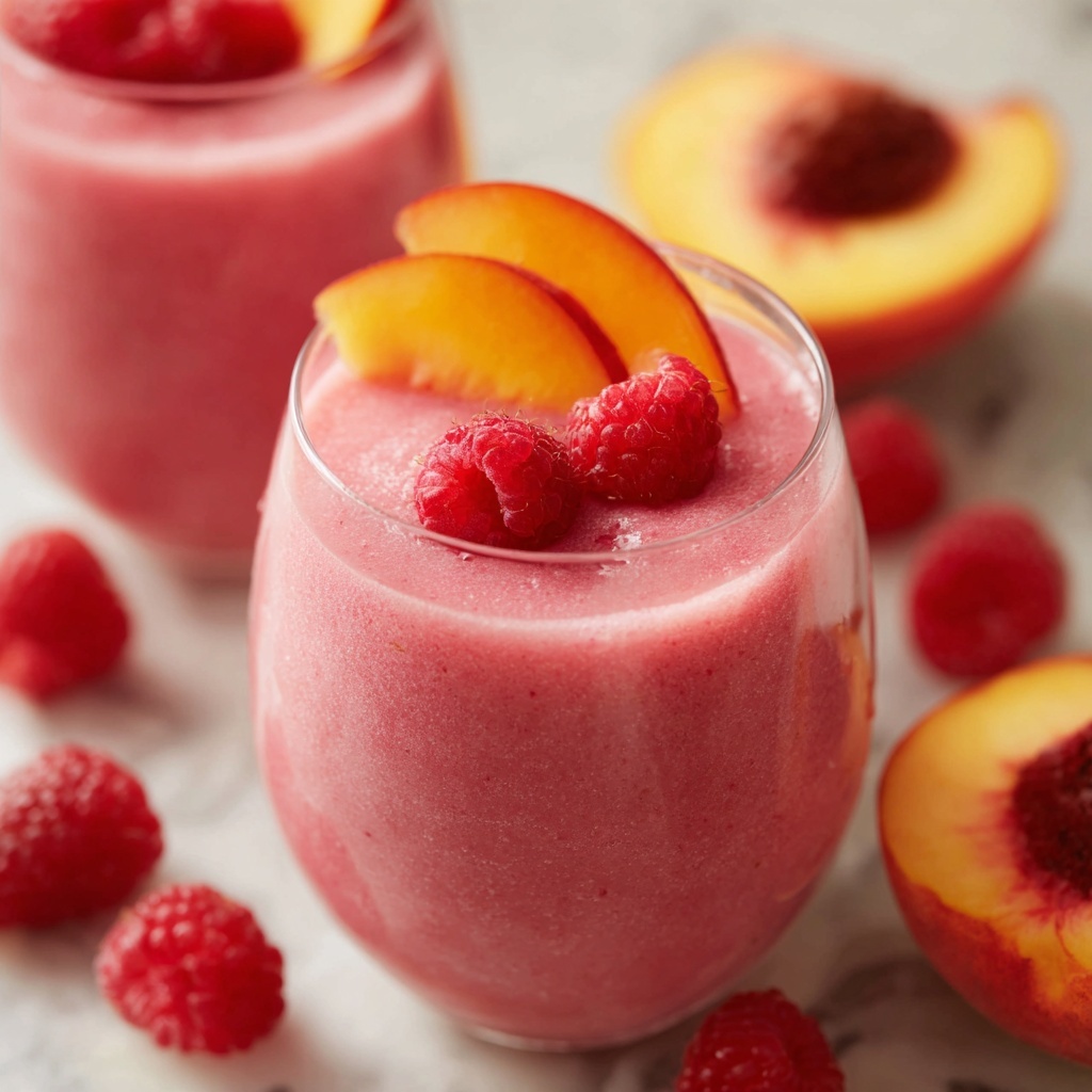 Raspberry Peach Smoothie Recipe - Recipe Image