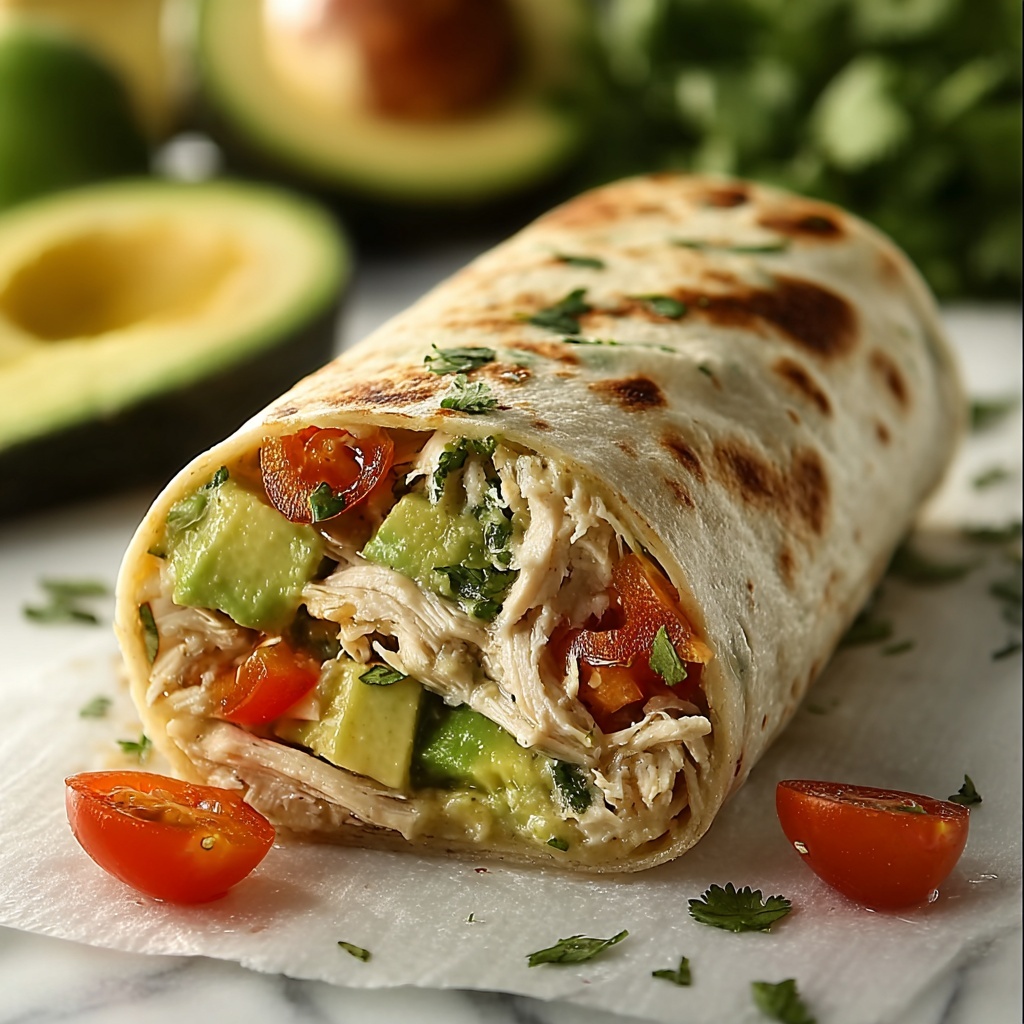 Quick & Easy Chicken Avocado Wrap Recipe - Recipe Image