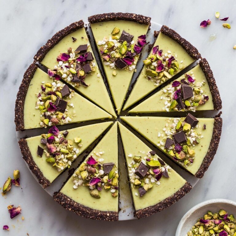 Vegan Pistachio Tart with Chocolate, Rose Petals, and Buckwheat Crust Recipe