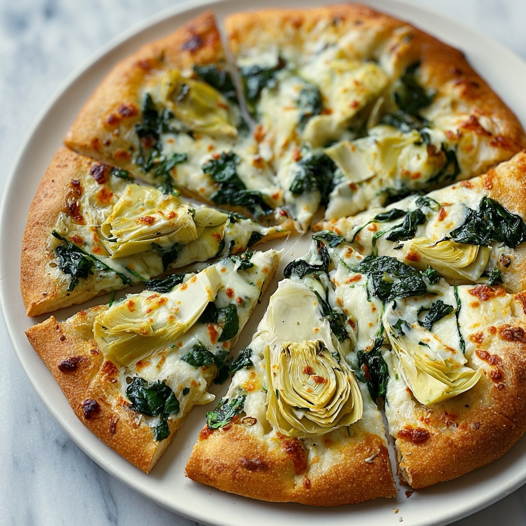 High Protein Spinach Artichoke Pizza Recipe - Recipe Image