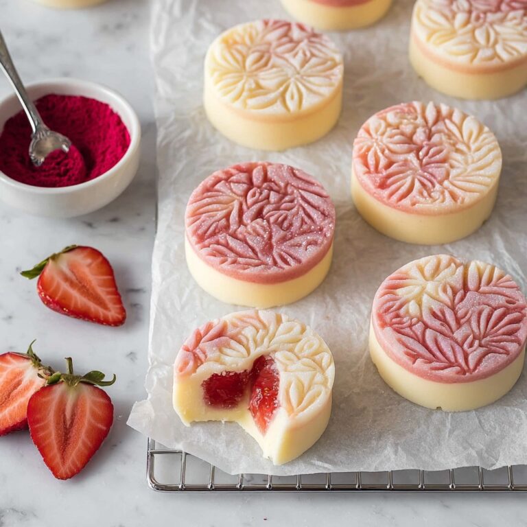 Strawberry Speckled Snow Skin Mooncakes Recipe
