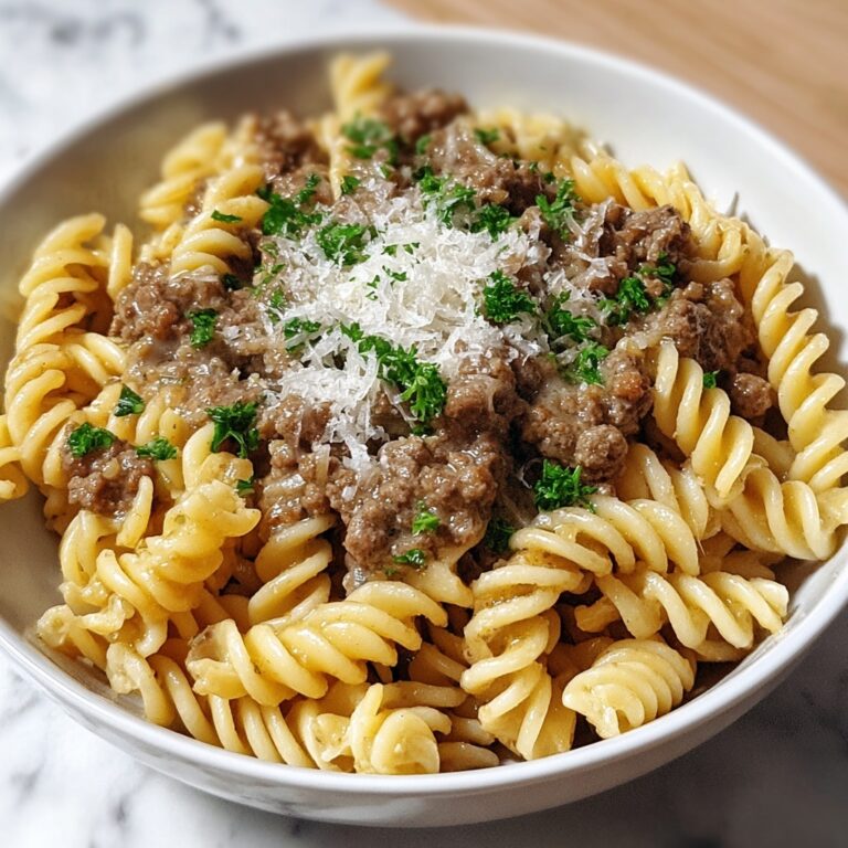 Beef and Rotini in Garlic Parmesan Sauce Recipe
