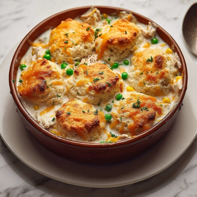 Chicken Cobbler with Red Lobster Cheddar Bay Biscuit Topping Recipe