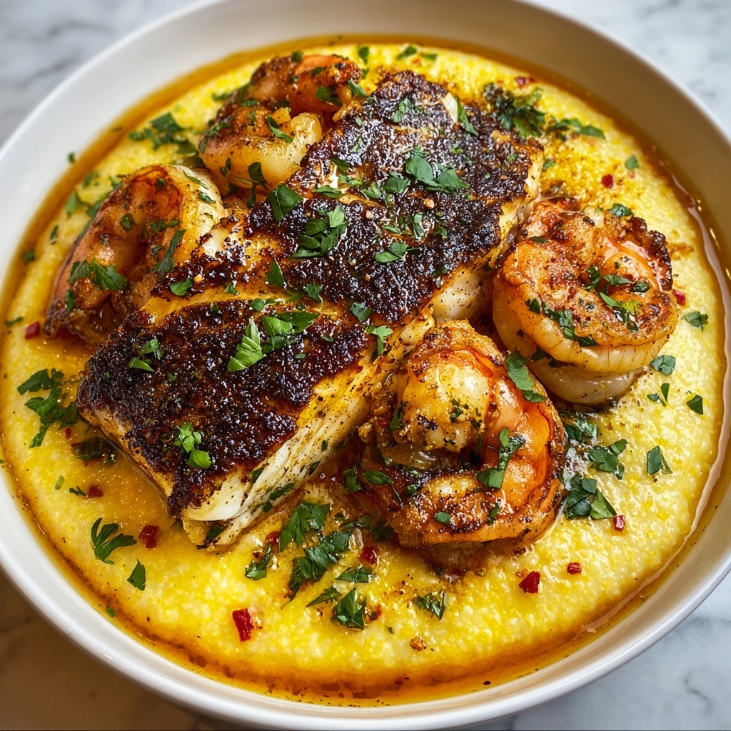 Red Snapper and Cajun Shrimp Grits Recipe - Recipe Image