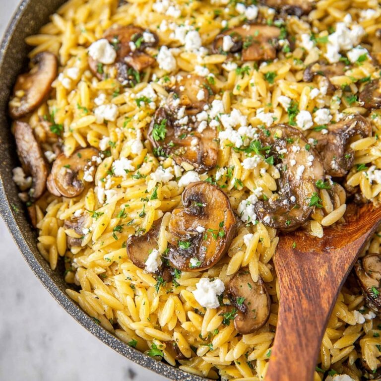 Creamy Mushroom Orzo with Feta Recipe