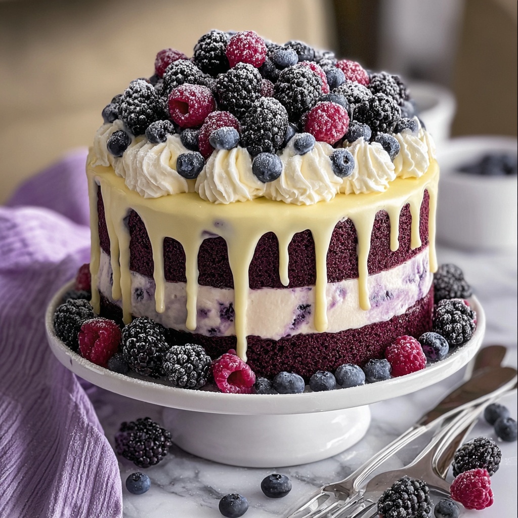 White Chocolate Blackberry Poke Cake Recipe - Recipe Image