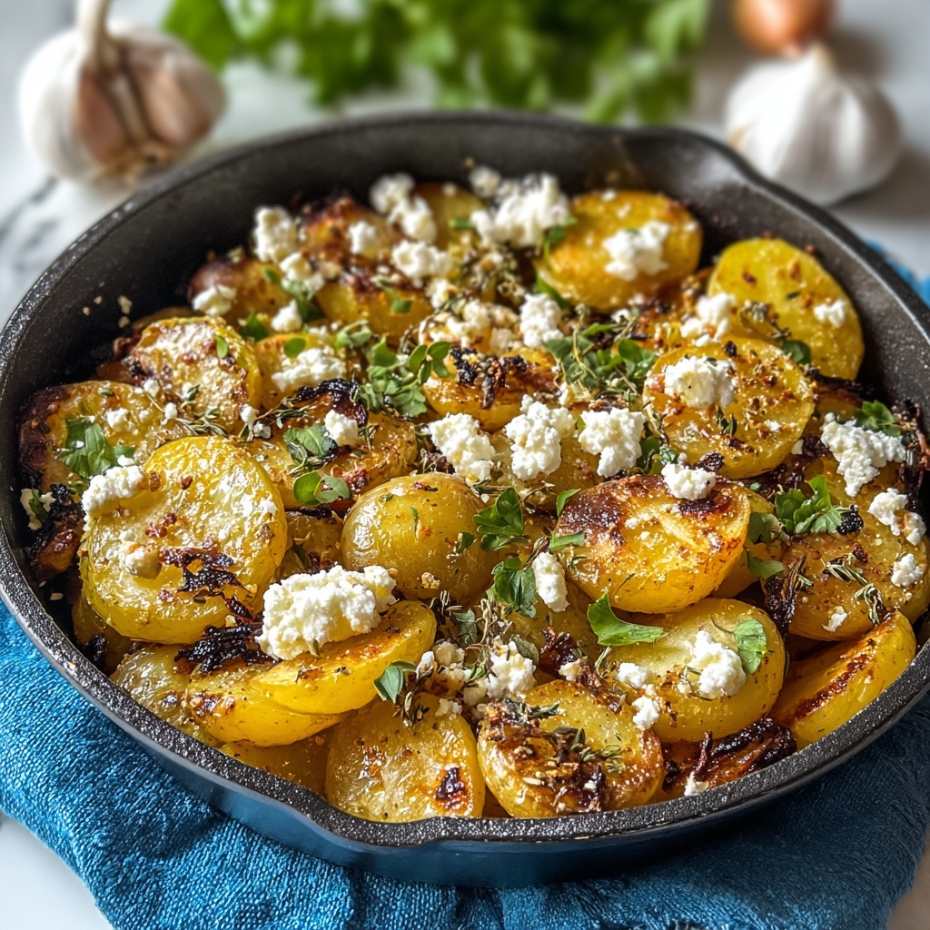 Roasted Potatoes with Baked Feta and Garlic Recipe - Recipe Image