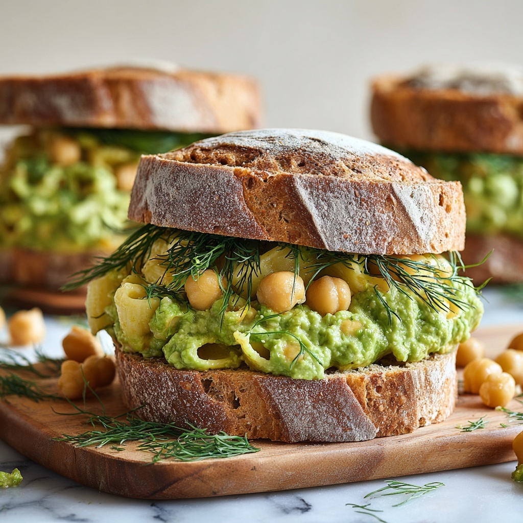 Smashed Chickpea Avocado Dill Pickle Sandwiches Recipe - Recipe Image