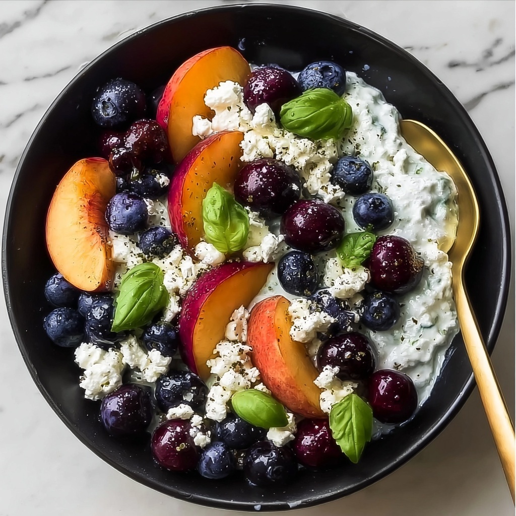 Blueberry Peach Feta Salad with Honey-Lemon Vinaigrette Recipe - Recipe Image