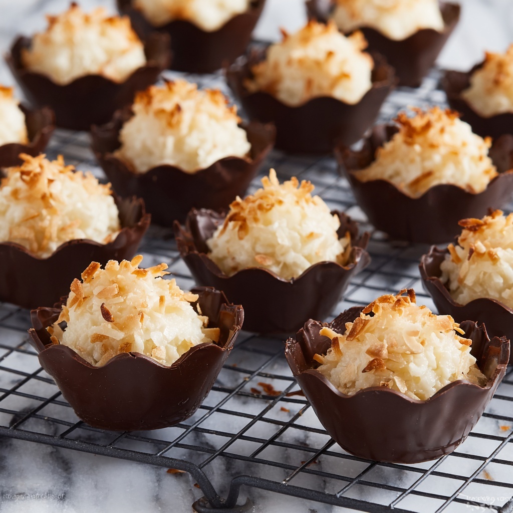 Coconut Macaroons Dipped in Chocolate Recipe - Recipe Image