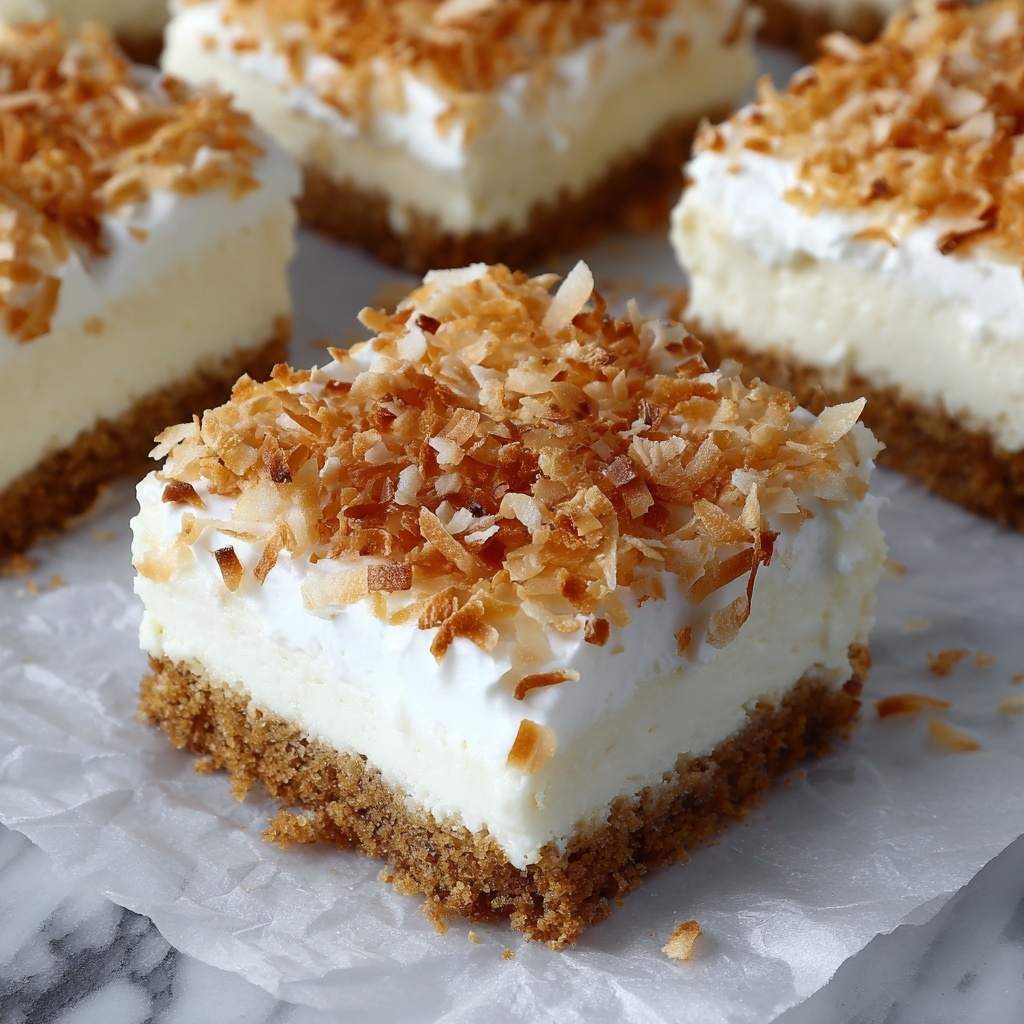 Skinny Coconut Cheesecake Bars Recipe - Recipe Image