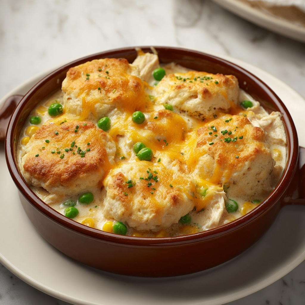 Chicken Cobbler with Red Lobster Cheddar Bay Biscuit Topping Recipe - Recipe Image