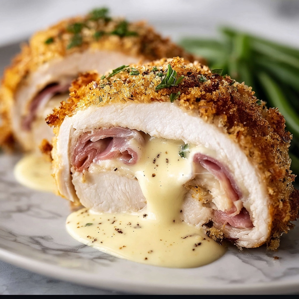 Oven-Baked Chicken Cordon Bleu with Creamy Dijon Sauce Recipe - Recipe Image