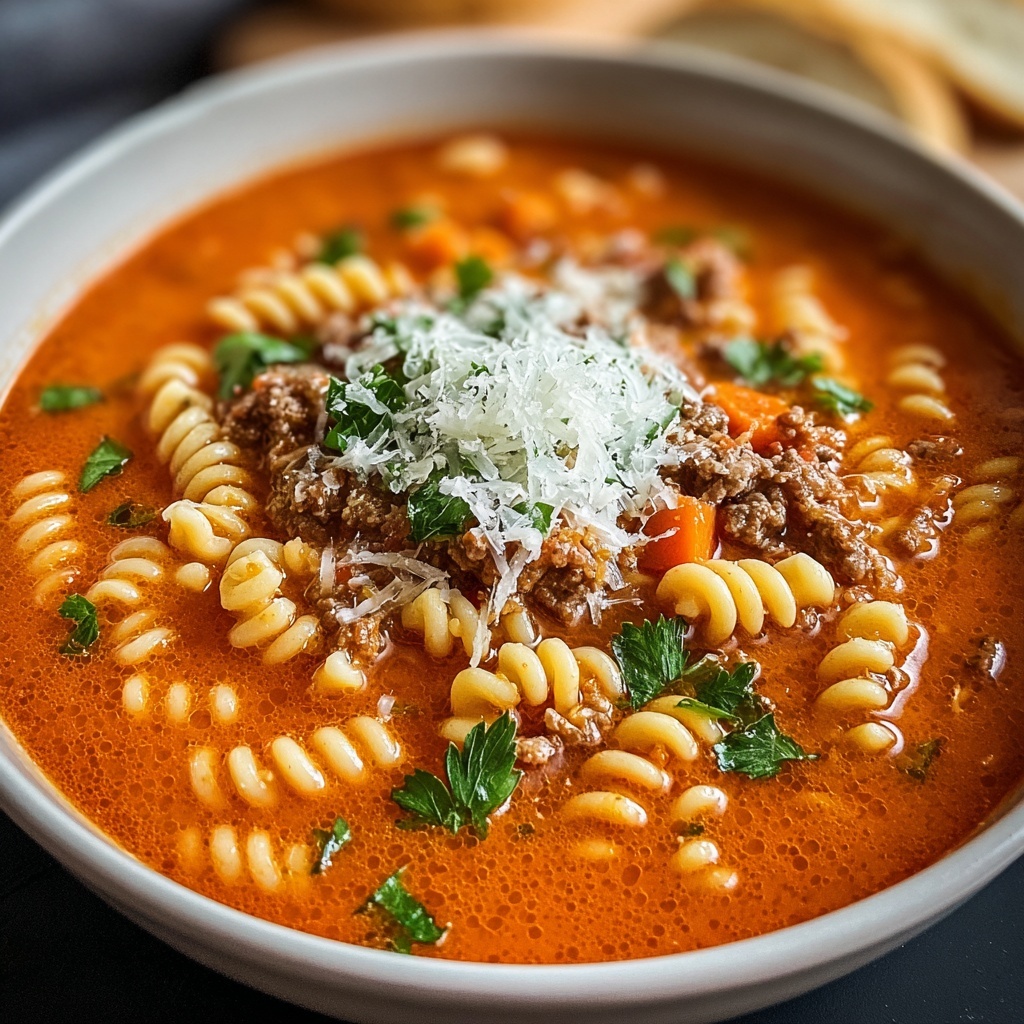Beef & Tomato Macaroni Soup Recipe - Recipe Image