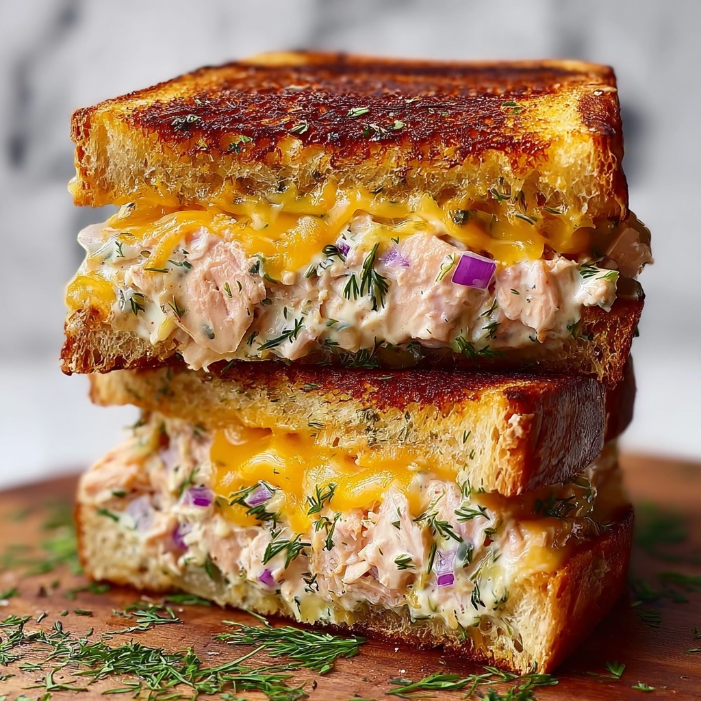 Salmon Grilled Cheese Sandwich with Red Onion and Dill Recipe - Recipe Image