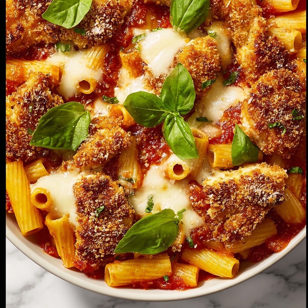 Chicken Parmesan Casserole with Penne Pasta Recipe - Recipe Image