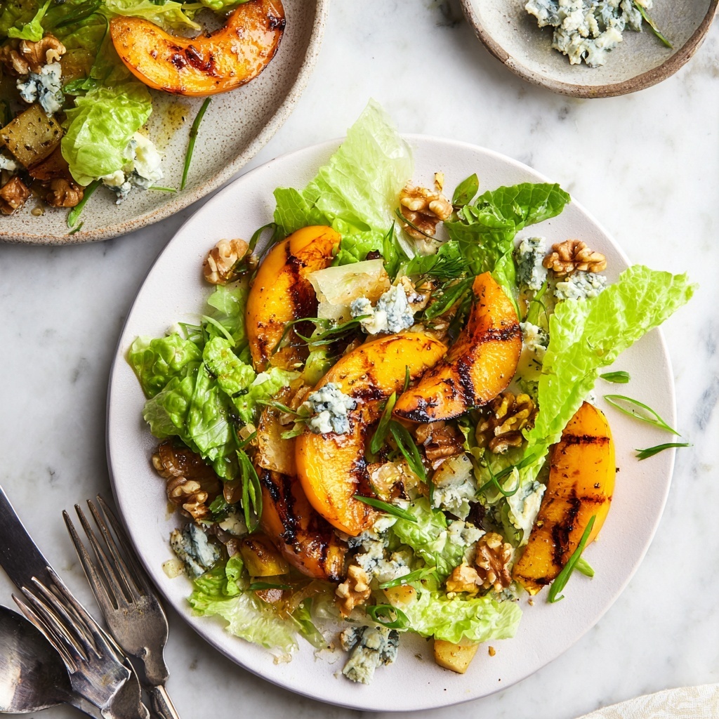 Grilled Peach Salad with Gorgonzola and Walnuts Recipe - Recipe Image