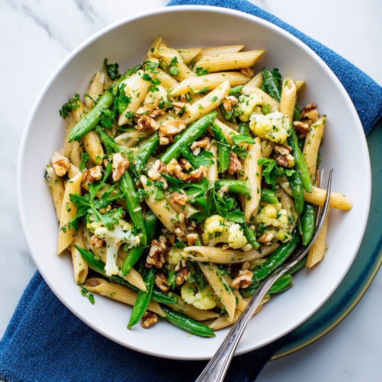 Chicken Vegetable Penne with Parsley Walnut Pesto Recipe