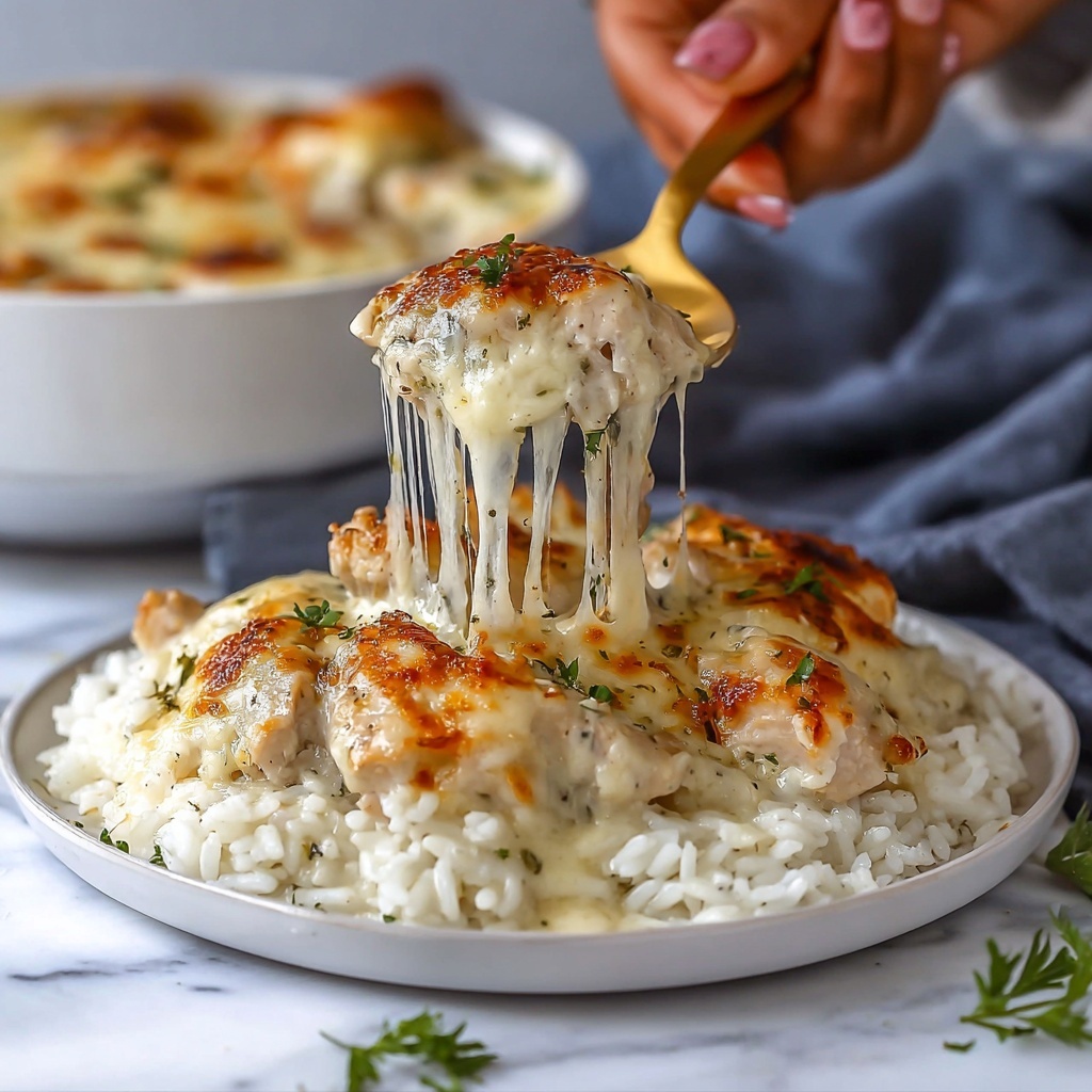 Cheesy Angel Chicken and Rice Casserole Recipe - Recipe Image