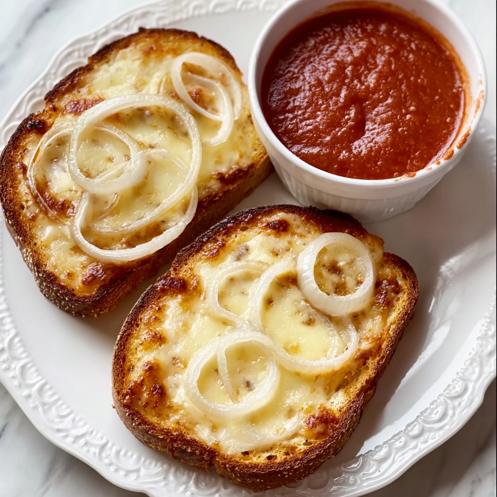 Tomato Soup with Cheese and Onion Toast Recipe - Recipe Image