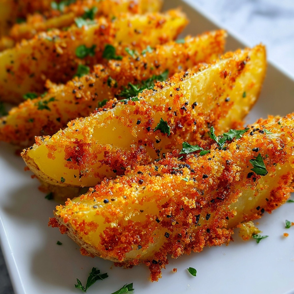 Baked Garlic Parmesan Potato Wedges Recipe - Recipe Image