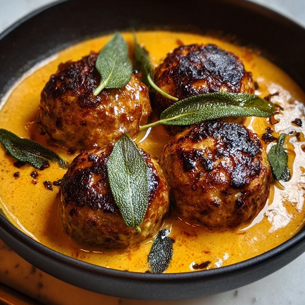 Turkey Meatballs in Pumpkin Sage Sauce Recipe - Recipe Image