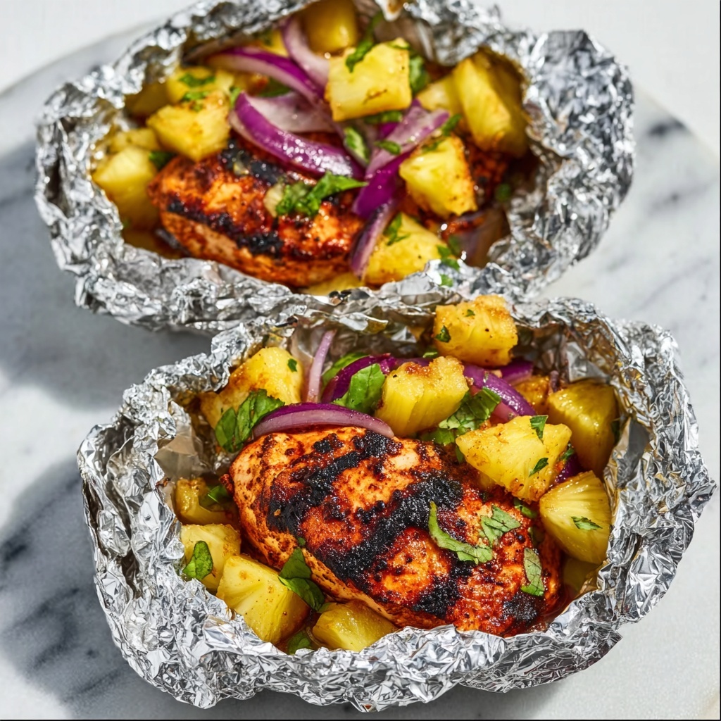 Hawaiian BBQ Chicken and Pineapple Foil Packets Recipe - Recipe Image