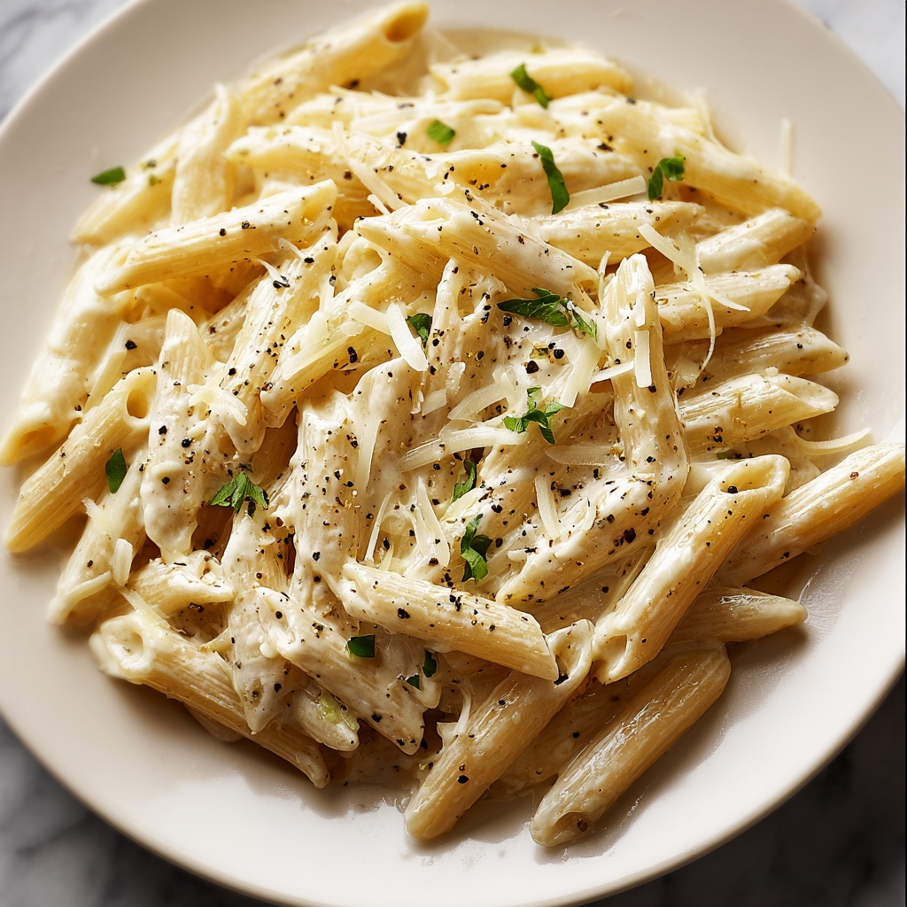 Creamy Garlic Penne Pasta Recipe - Recipe Image