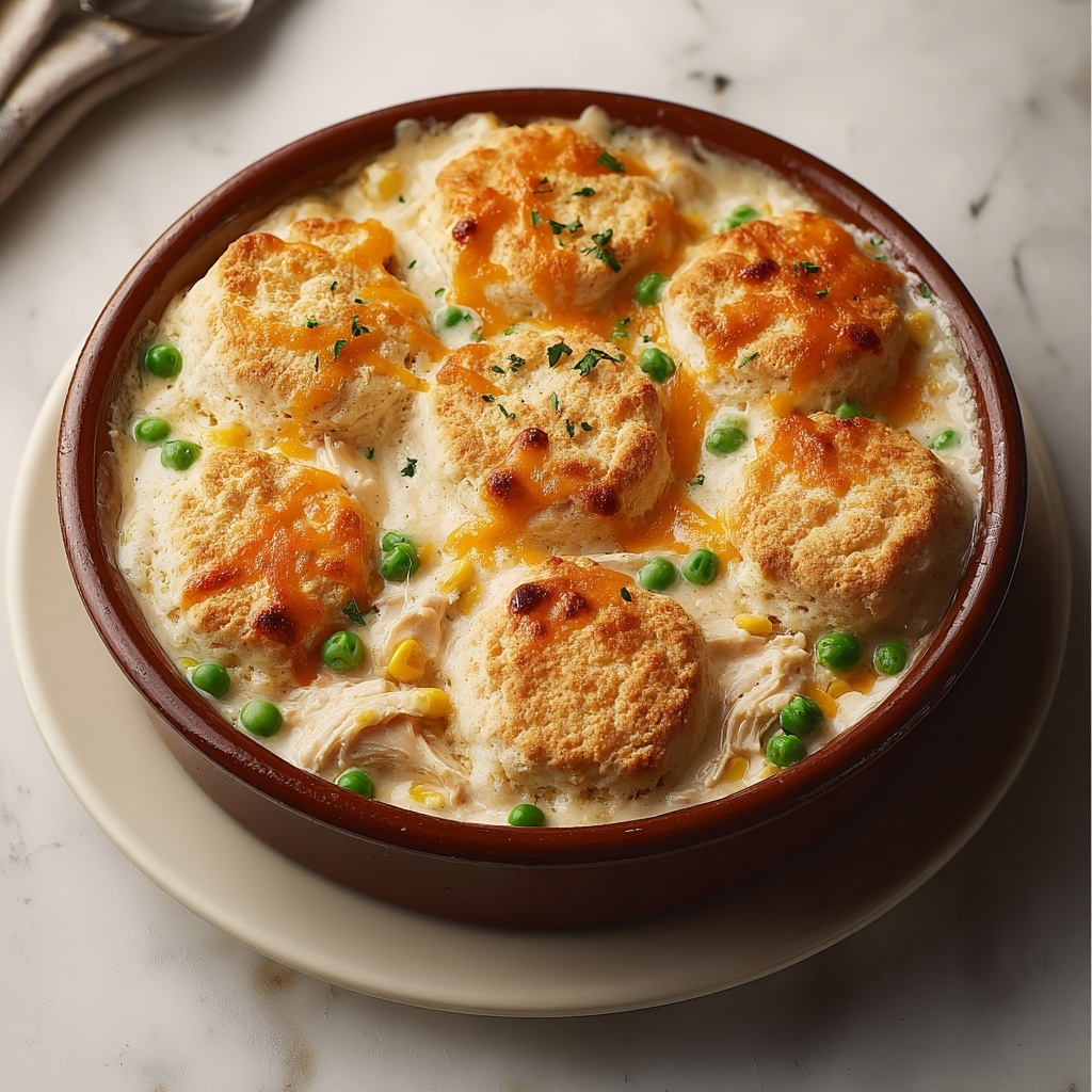 Chicken Cobbler with Red Lobster Cheddar Bay Biscuit Topping Recipe - Recipe Image