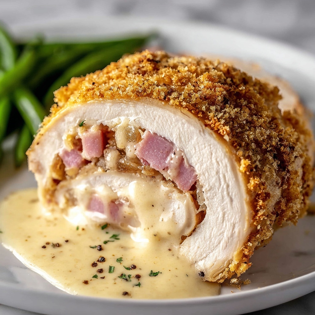 Oven-Baked Chicken Cordon Bleu with Creamy Dijon Sauce Recipe - Recipe Image