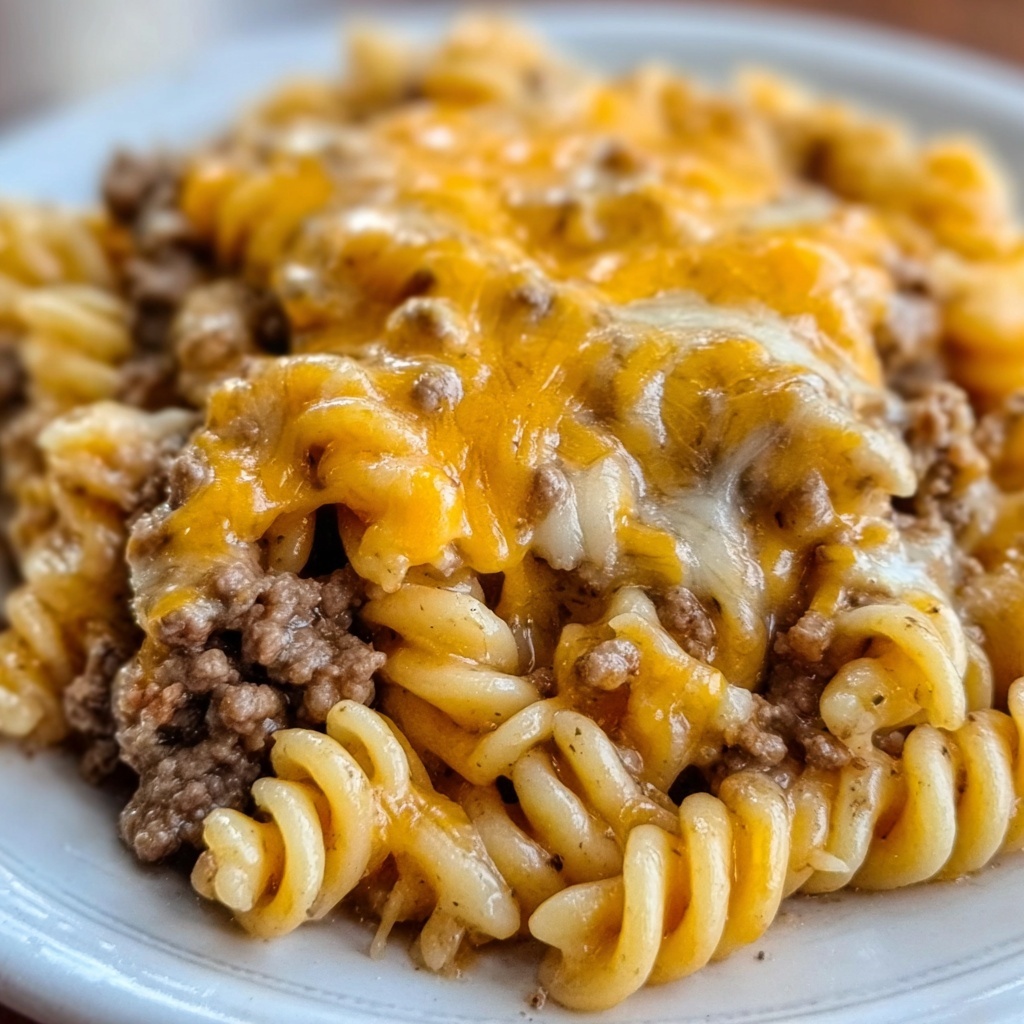 Cheesy Sloppy Cheeseburger Pasta Recipe - Recipe Image