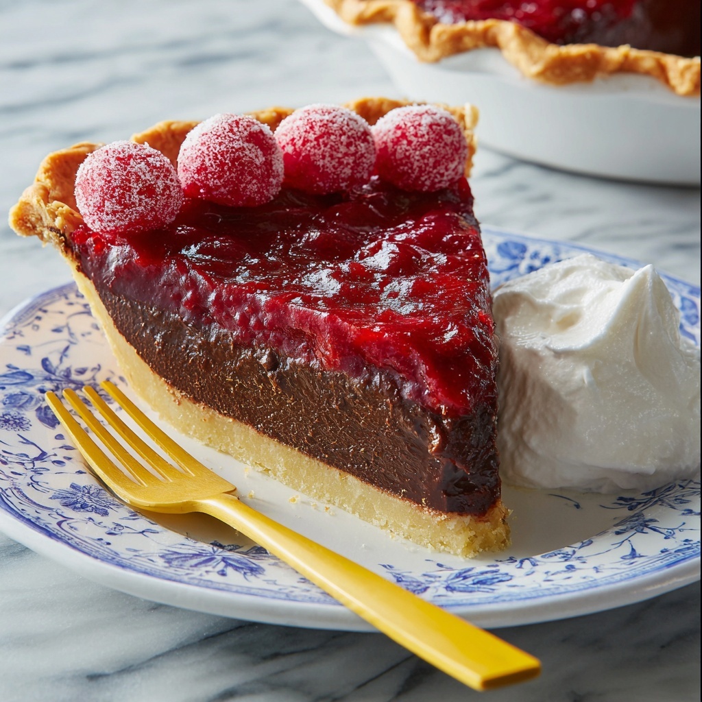 Cranberry Fudge Pie with Candied Cranberries Recipe - Recipe Image