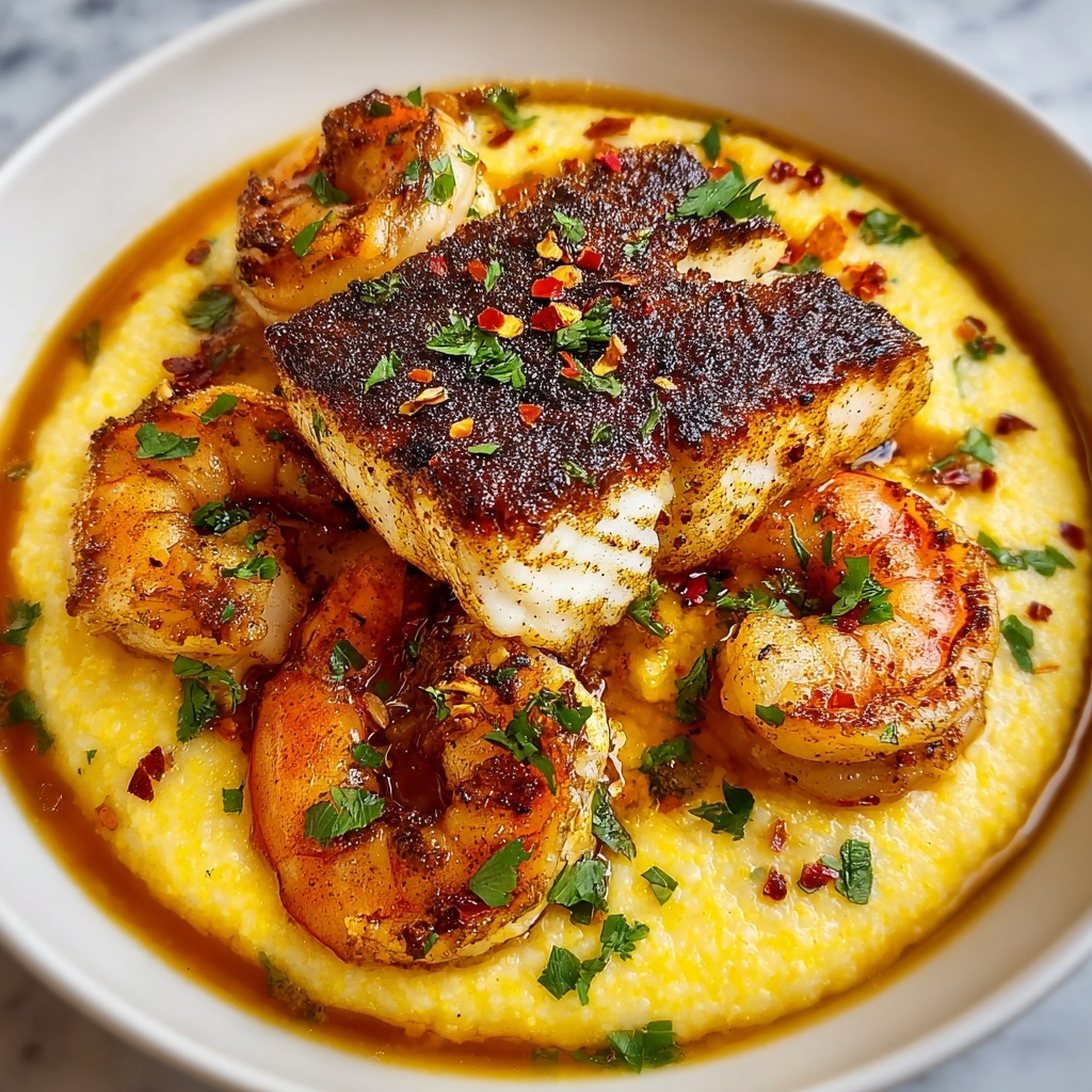 Red Snapper and Cajun Shrimp Grits Recipe - Recipe Image