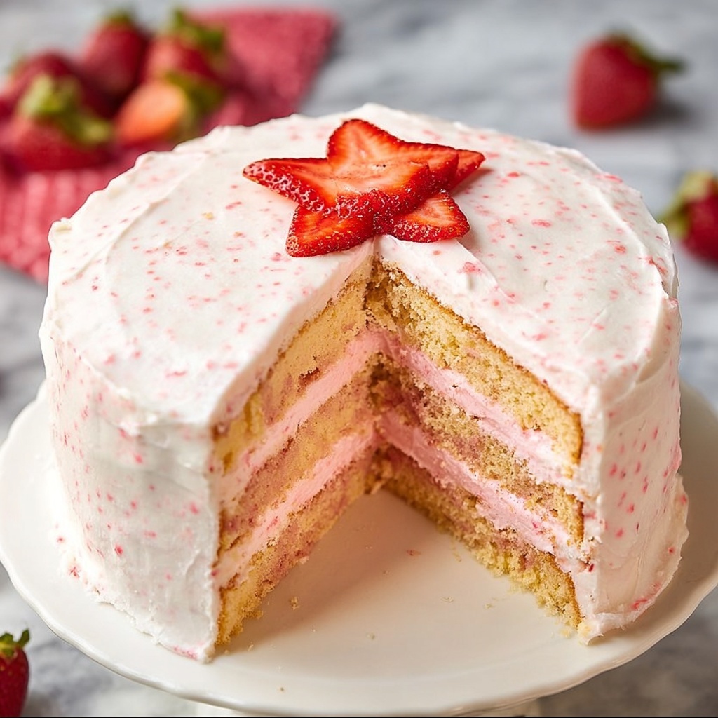 Homemade Strawberry Cake with Strawberry Cream Cheese Frosting Recipe - Recipe Image